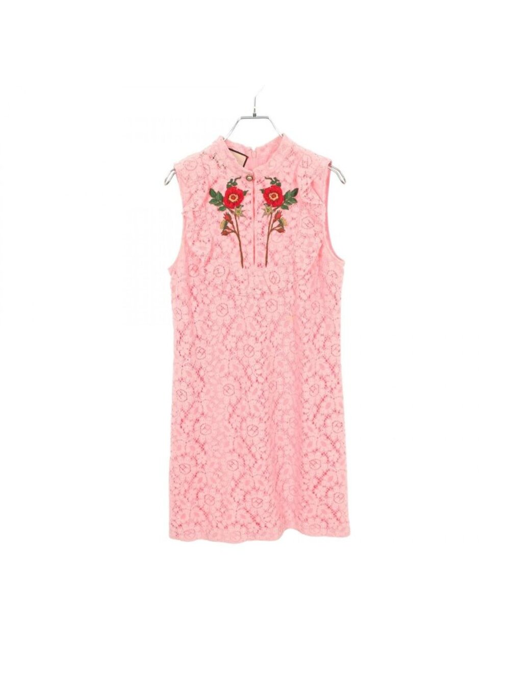Gucci Dress Lace Floral Embroidery Pink Cotton